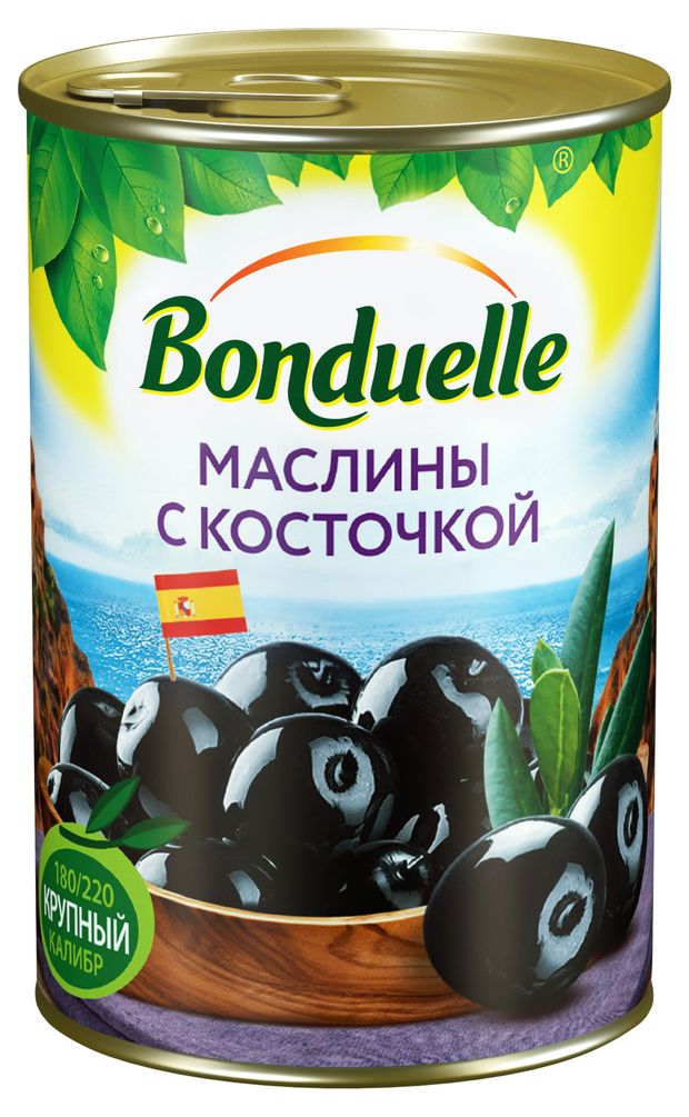 Маслины черные BONDUELLE с косточками 300 г 170₽