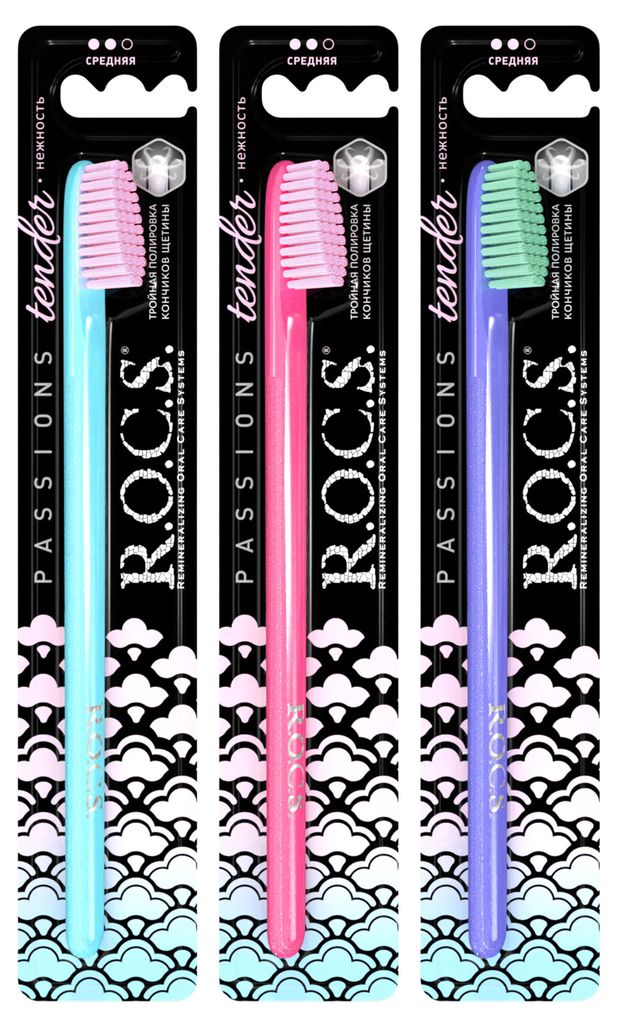 Зубная щетка R.O.C.S. Passions средней жесткости, 1 шт