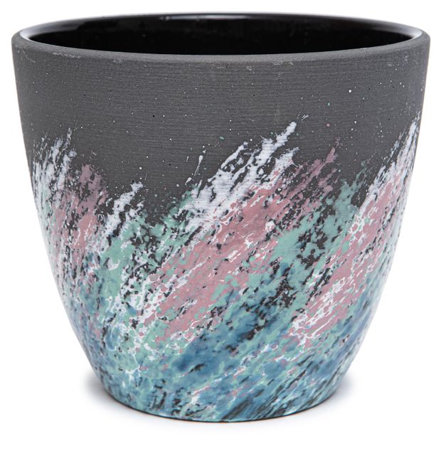 Горшок Живопись керамический черный без поддона, 15 см