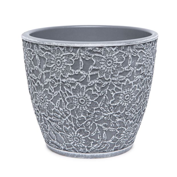 Горшок Бетонный лютик темно-серый без поддона, 15 см