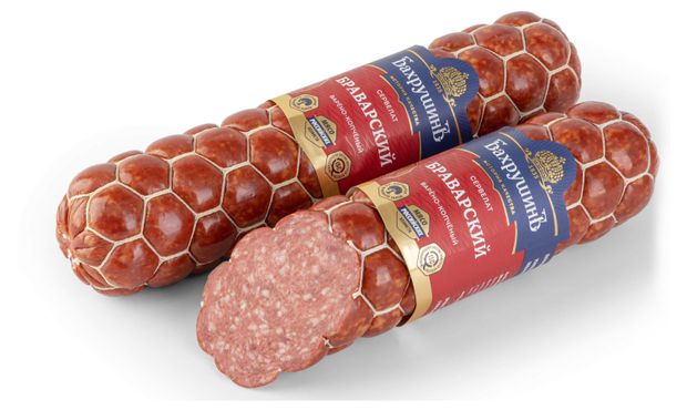 Колбаса варено-копченая Бахрушинъ Сервелат Гурман 08 кг 1450₽