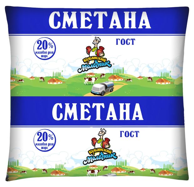 Сметана Кубанский Молочник в пакете 20%, 400 г