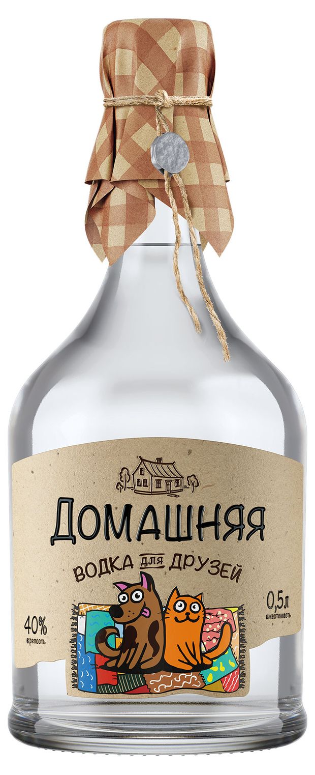 Алкоголь (самовывоз)  Ашан Водка Домашняя Для друзей Россия, 0,5 л