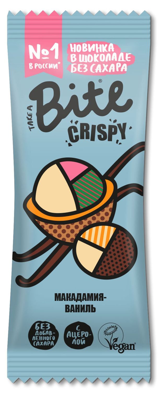 Батончик Take a Bite Crispy макадамия-ваниль 45 г 114₽