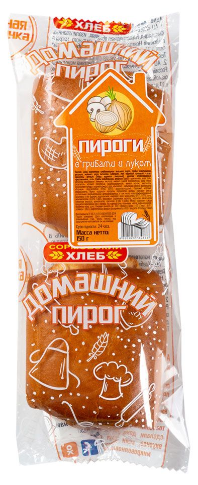 Пироги Сормовский хлеб Домашние с грибами и луком, 150 г