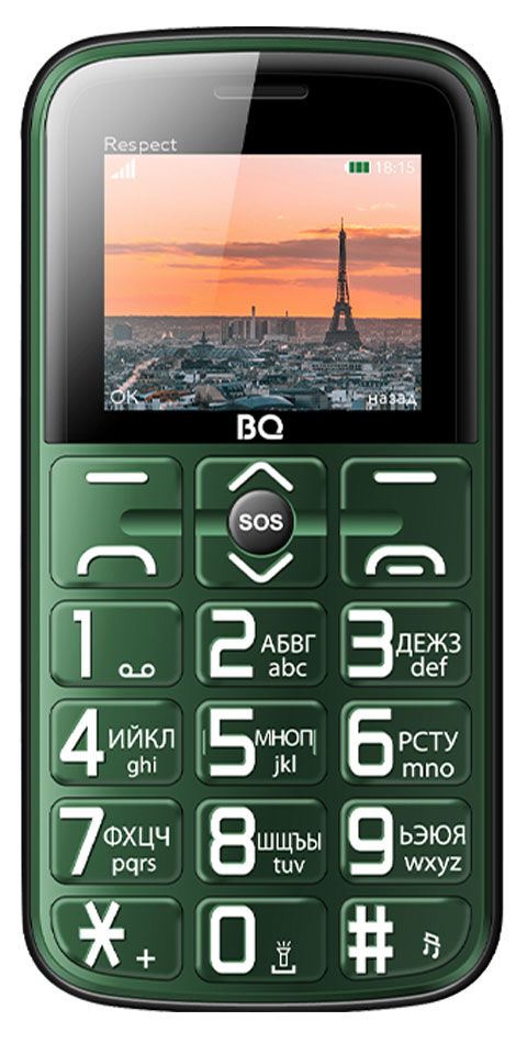 Мобильный телефон BQ Respect 1851 зеленый 177 quot 1500₽