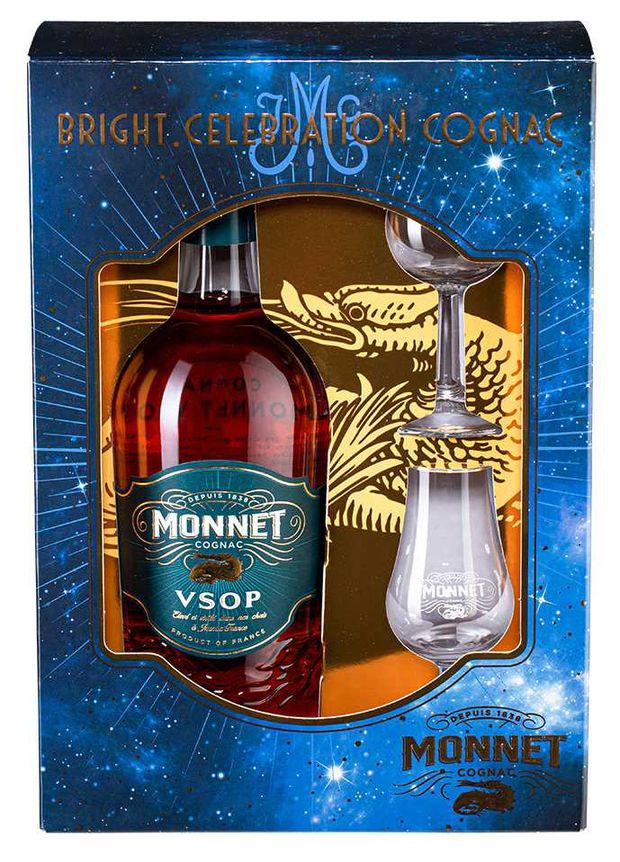 фото Коньяк monnet vsop франция, 0,7 л + 2 бокала