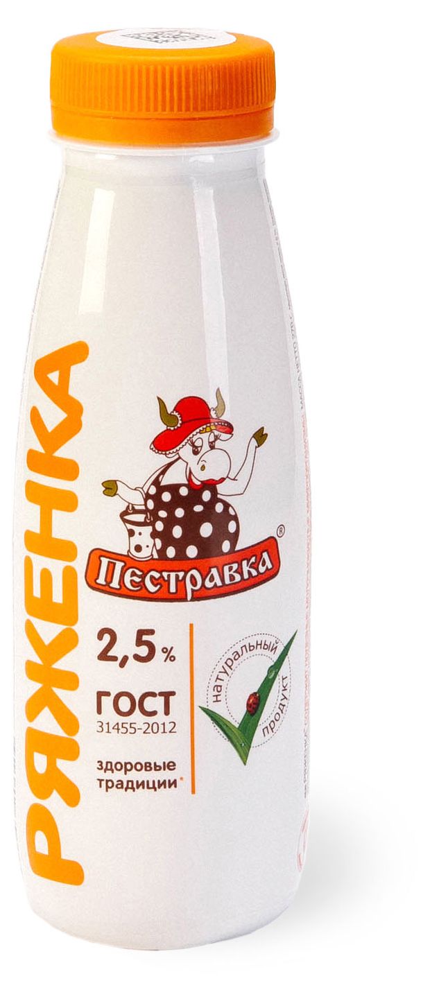 Напиток кисломолочный Ряженка Пестравка 2,5% БЗМЖ, 270 г