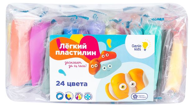 Набор для детской лепки Genio Kids Легкий пластилин 24 цвета 200₽