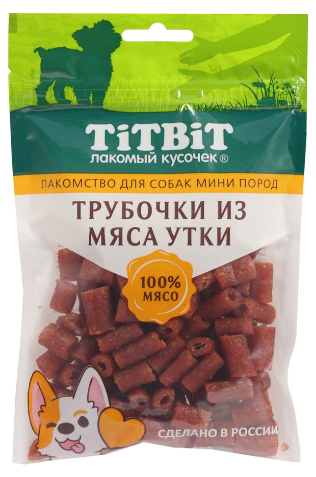 Лакомство для собак TITBIT трубочки из утки 100 г 200₽