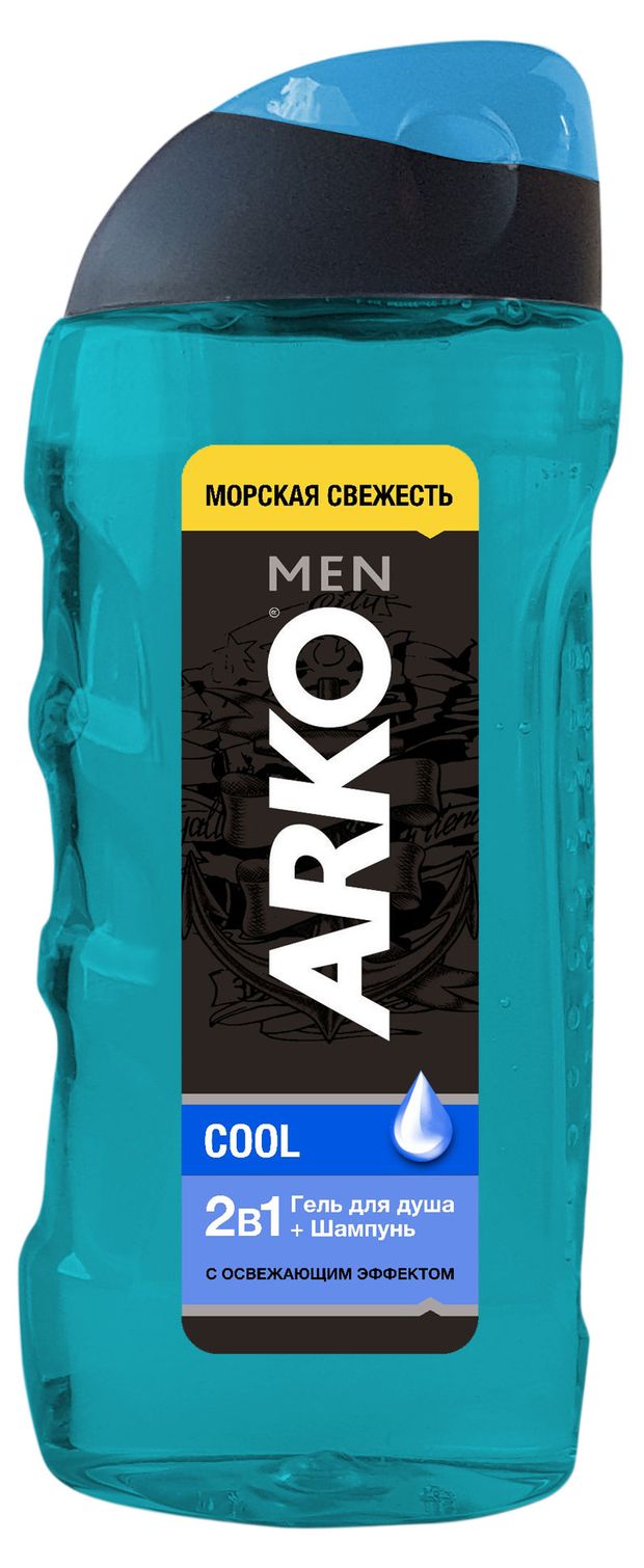 Гель-шампунь для душа Arko Men Cool 2в1 260 мл 230₽