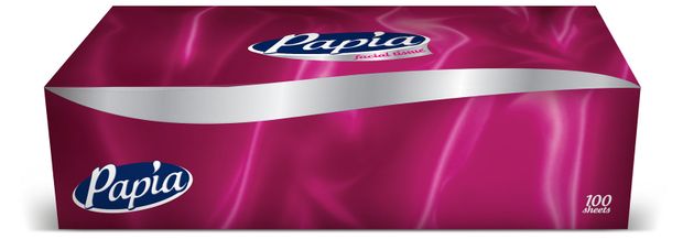 Салфетки бумажные Papia в коробке 2 слоя, 100 листов