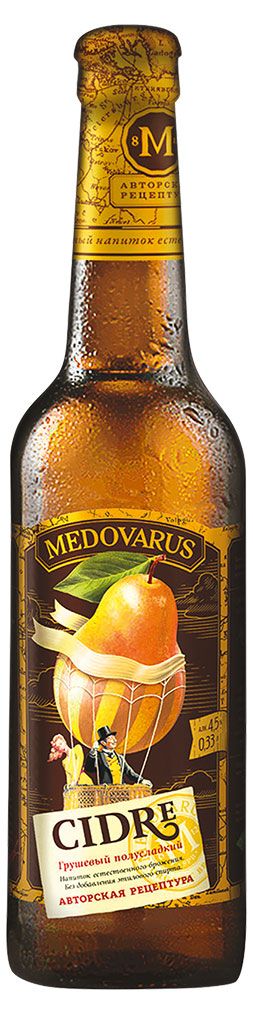 Алкоголь (самовывоз)  Ашан Сидр Medovarus Грушевый пуаре игристый жемчужный полусладкий 4,5%, 330 мл