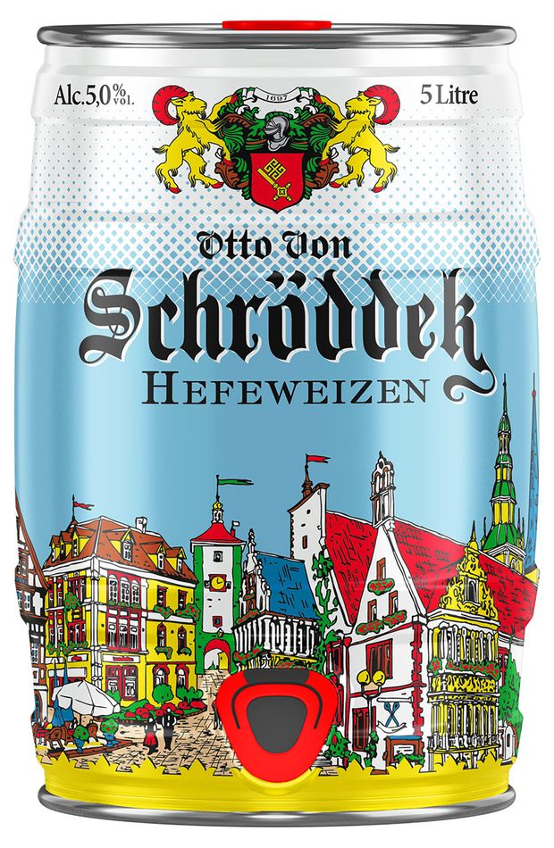 Пиво Otto von Schrdder светлое нефильтрованное 5%, 5 л