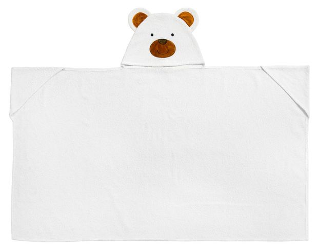 Полотенце детское Nat с капюшоном с вышивкой и аппликация Медвежонок белый рост 116 - 134 899₽