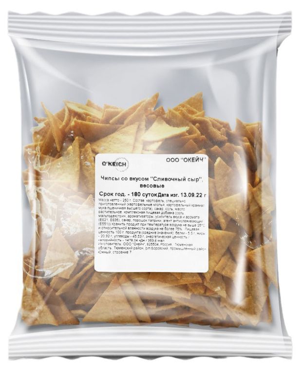 Чипсы картофельно-кукурузные OKeich со вкусом сливочного сыра вес 39₽