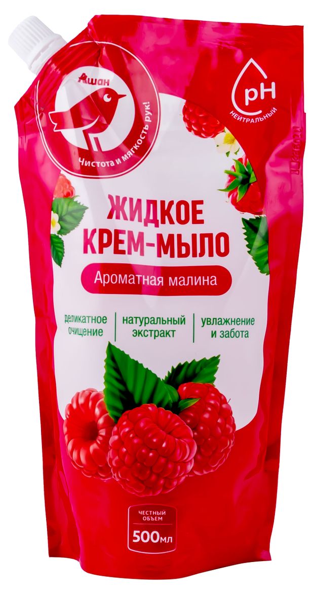 Мыло АШАН Красная птица жидкое с ароматом малины 500 мл 101₽