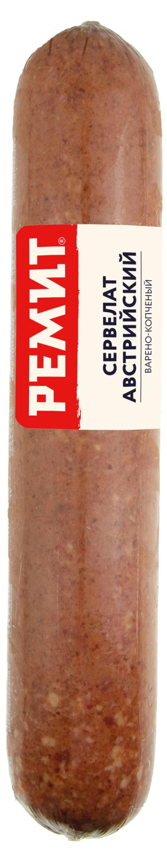 Колбаса варено-копченая Ремит Сервелат Австрийский 02-07 кг 1 упаковка 04 кг 620₽