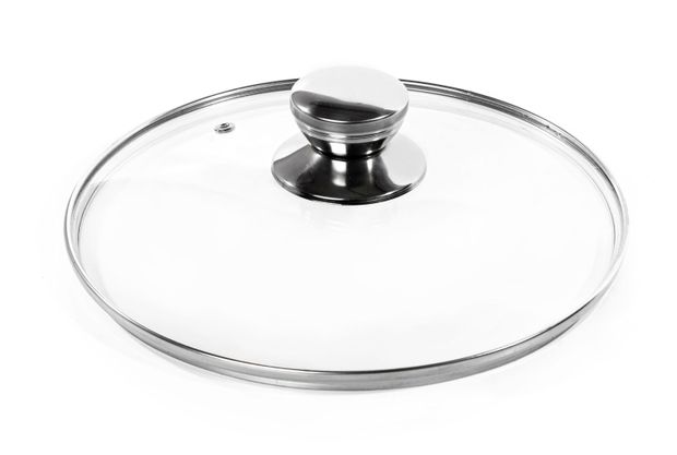 Крышка стеклянная Катюша металлический ободок ручка-металл, d 24 см