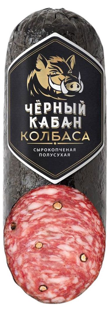 Колбаса сырокопченая Черный кабан с черным перцем полусухая 300 г 629₽