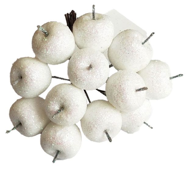Букет Азалия Декор яблоки с глиттером на вставках белые D22xL105 см 12 шт 150₽