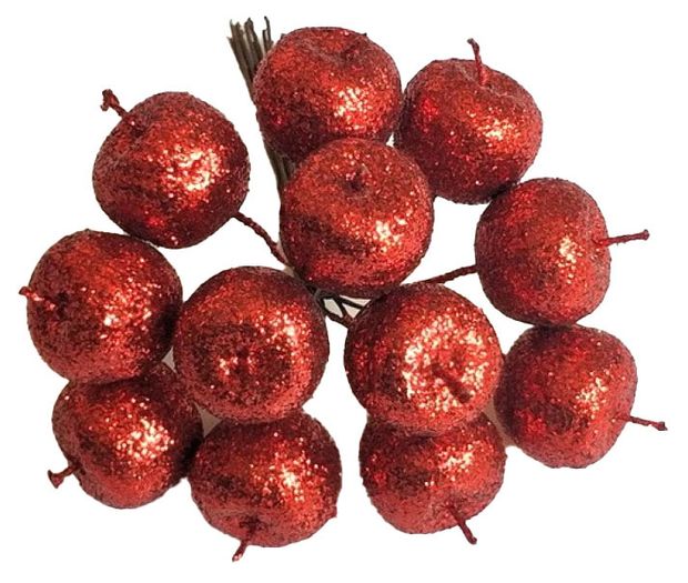 Букет Азалия Декор яблоки с глиттером на вставках красные D22xL105 см 12 шт 150₽