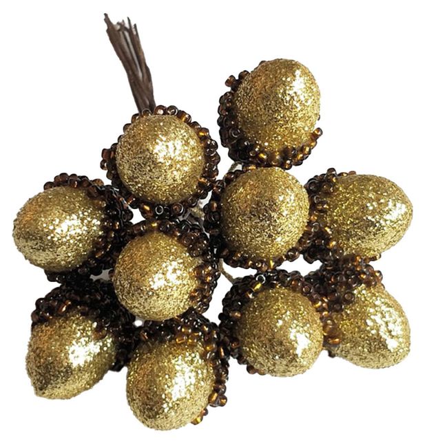 Букет Азалия Декор желуди с глиттером на вставке золотистые 2x3x12 см 10 шт 140₽