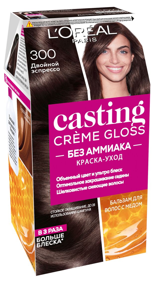 Краска-уход для волос L'Oreal Paris Стойкая Casting Creme Gloss без аммиака оттенок 300 Двойной Эспрессо