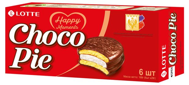 Печенье Lotte Chocopie прослоенное глазированное, 168 г