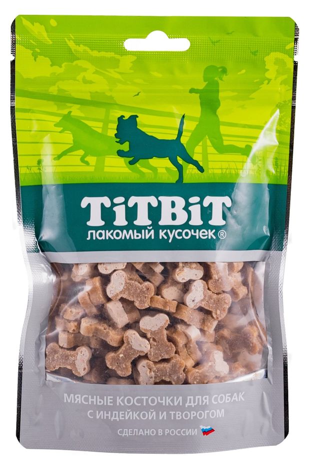 фото Лакомство для собак titbit косточки мясные с индейкой и творогом, 145 г