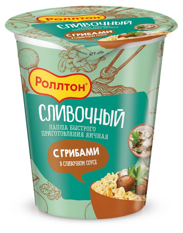 Лапша Роллтон с грибами в сливочном соусе 70 г 40₽