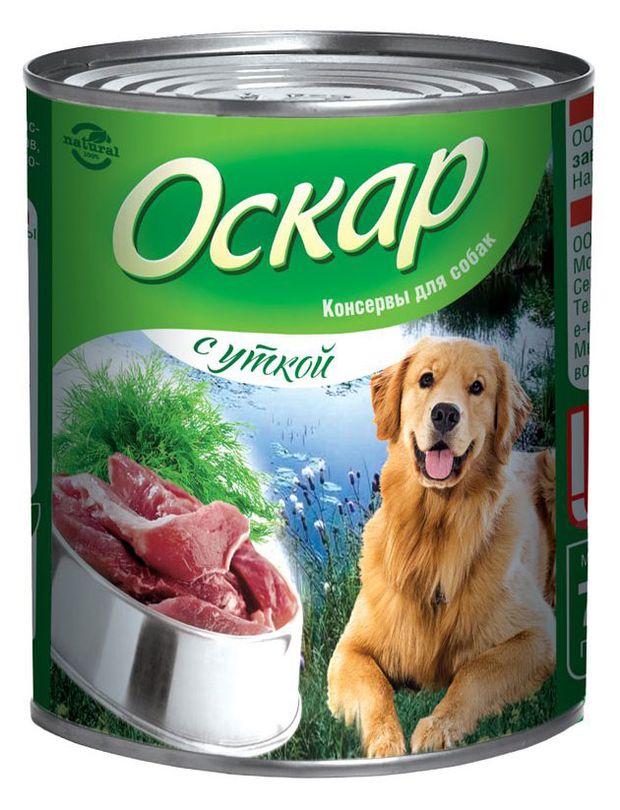 Зоотовары Влажный корм для собак Оскар с уткой, 750 г