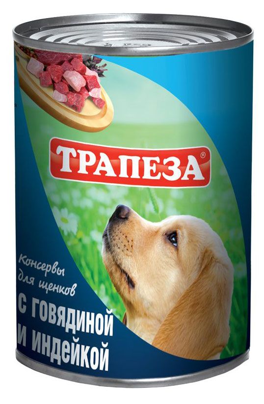 Зоотовары Влажный корм для щенков Трапеза с говядиной и индейкой, 350 г