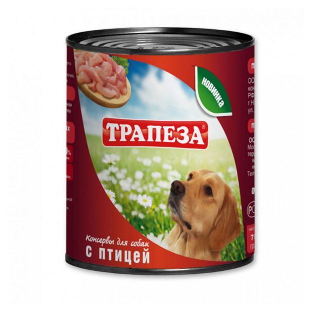 фото Влажный корм для собак трапеза с птицей, 750 г