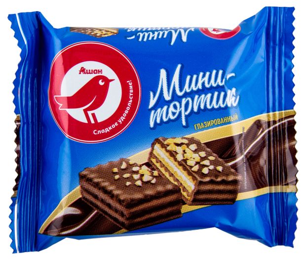 Мини-тортик АШАН Красная птица вафельный глазированный, вес