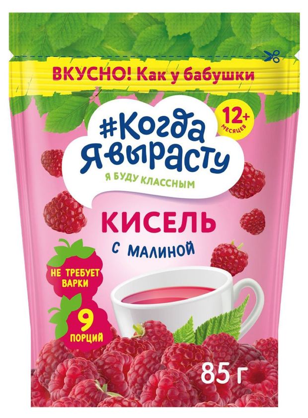 Кисель Когда Я вырасту Малины с 12 месяцев 85 г 145₽
