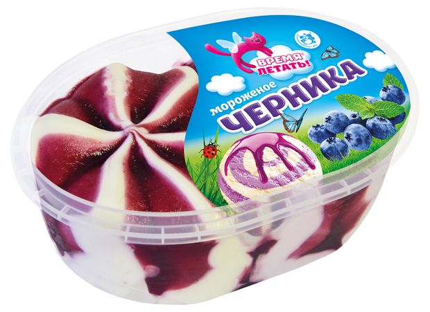 Мороженое ванильное Время Летать с черничным наполнителем БЗМЖ, 450 г