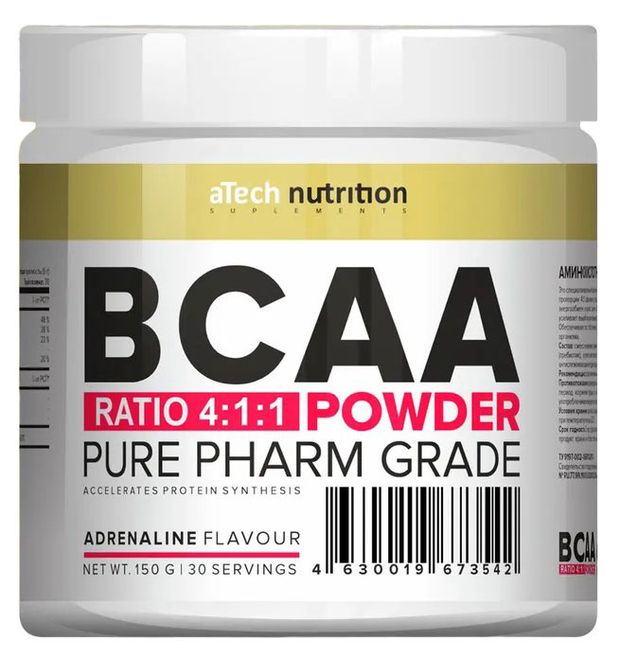 Комплекс аминокислот aTech BCAA 4:1:1 адреналин, 150 г