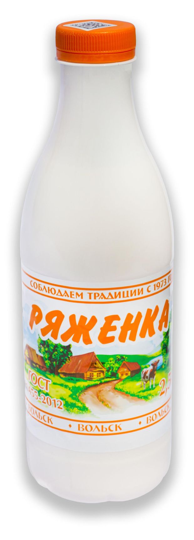 Напиток кисломолочный Ряженка Вольск 2,5% БЗМЖ, 930 мл