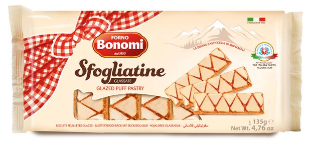 Печенье Forno Bonomi Sfogliatine Glassate слоеное глазированное Италия, 135 г