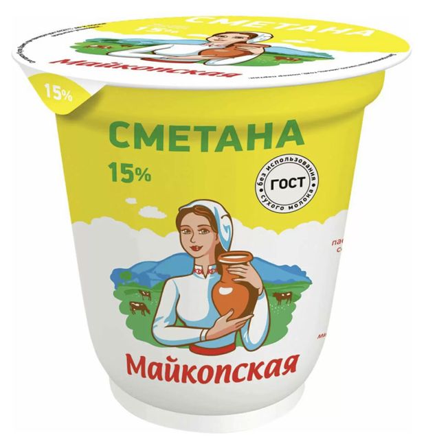 Сметана Майкопская молочная продукция 15%, 300 г