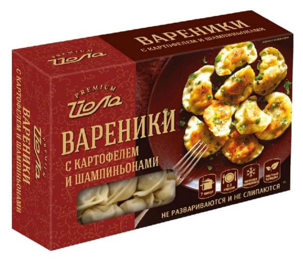 Вареники сытные ЙОЛА с картофелем и шампиньонами замороженные, 600 г