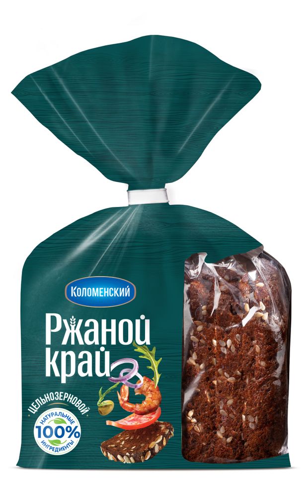Хлеб и выпечка Хлеб ржаной Коломенское цельнозерновой солодовый с семечками без сахара нарезка, 300 г