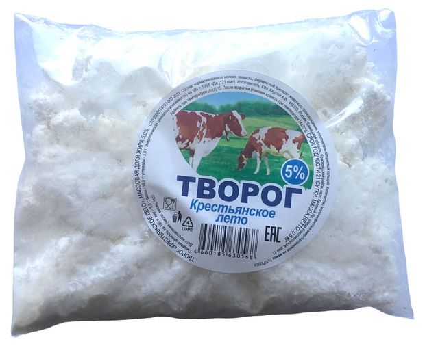 Творог рассыпчатый Крестьянское лето 5% ЗМЖ, 500 г