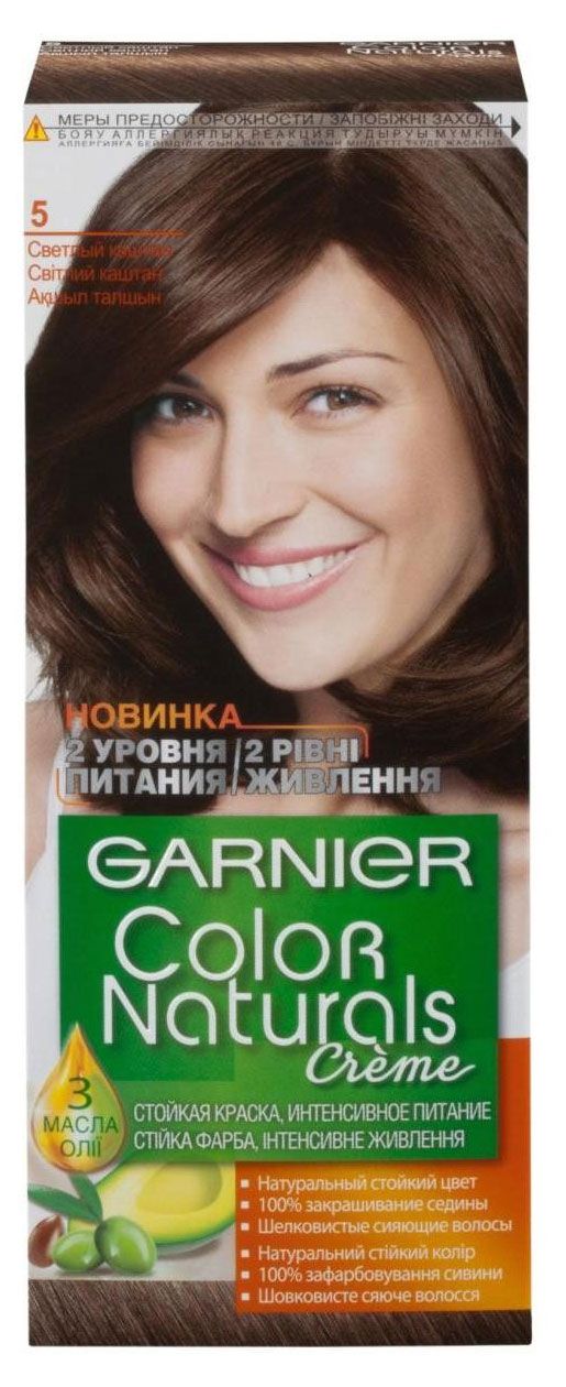 фото Крем-краска для волос garnier color naturals тон 5 светло-каштановый, 112 мл