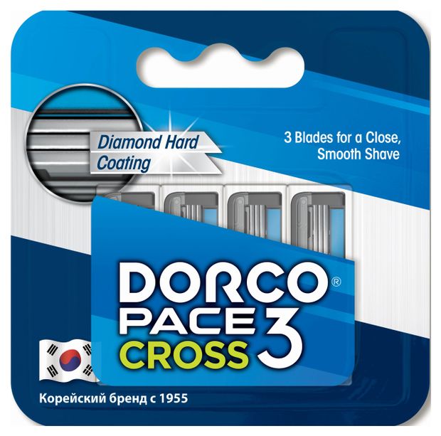 Сменные кассеты Dorco с 3 лезвиями для бритвенного станка Pace 3 Cross 4 шт 280₽
