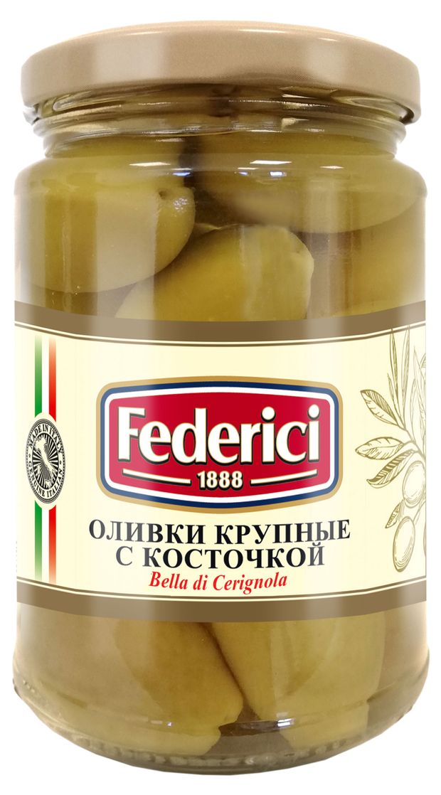 Оливки крупные Federici с косточкой Bella di cerignola 300 г 200₽