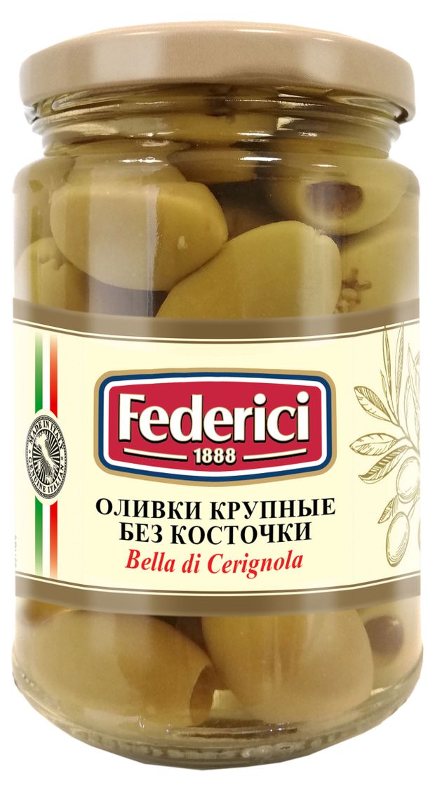 Оливки крупные Federici без косточки Bella di cerignola 300 г 200₽