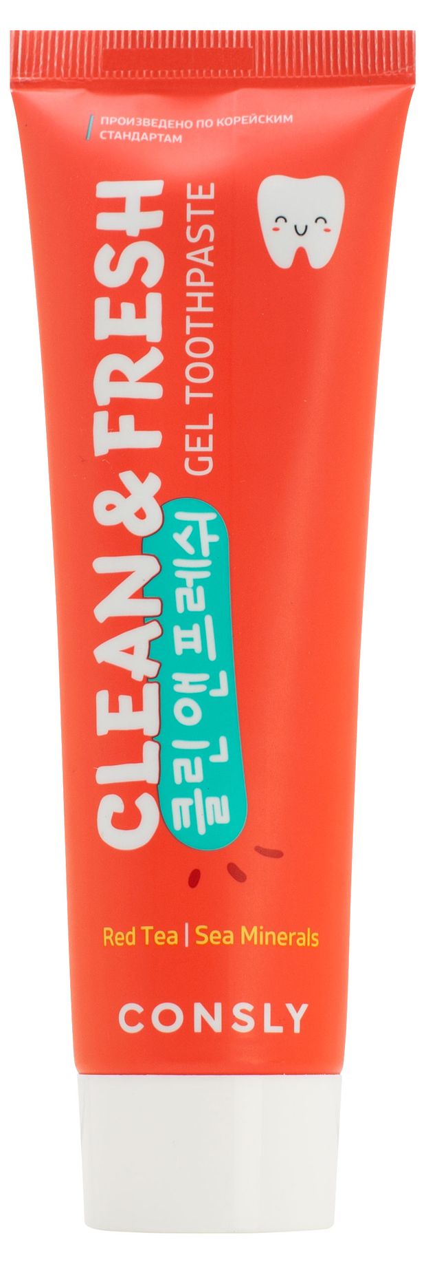 Зубная паста CONSLY Clean&Fresh гелевая с экстрактом красного чая и морскими минералами, 105 г