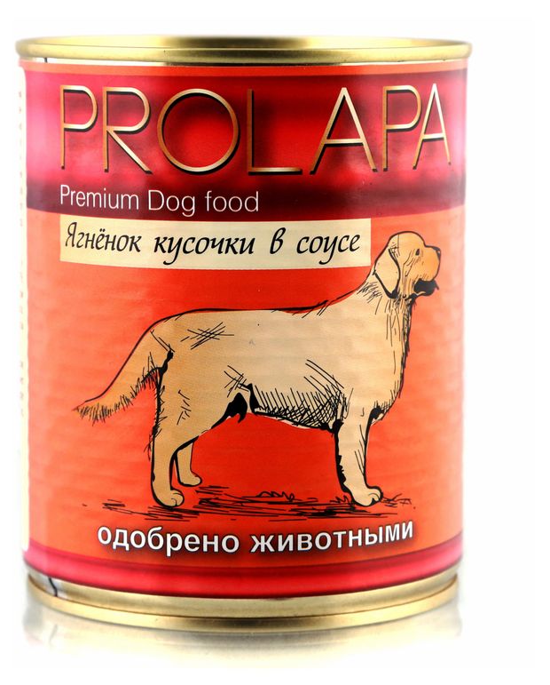 Корм влажный для собак Prolapa Premiumс ягненком кусочки в соусе, 850 г